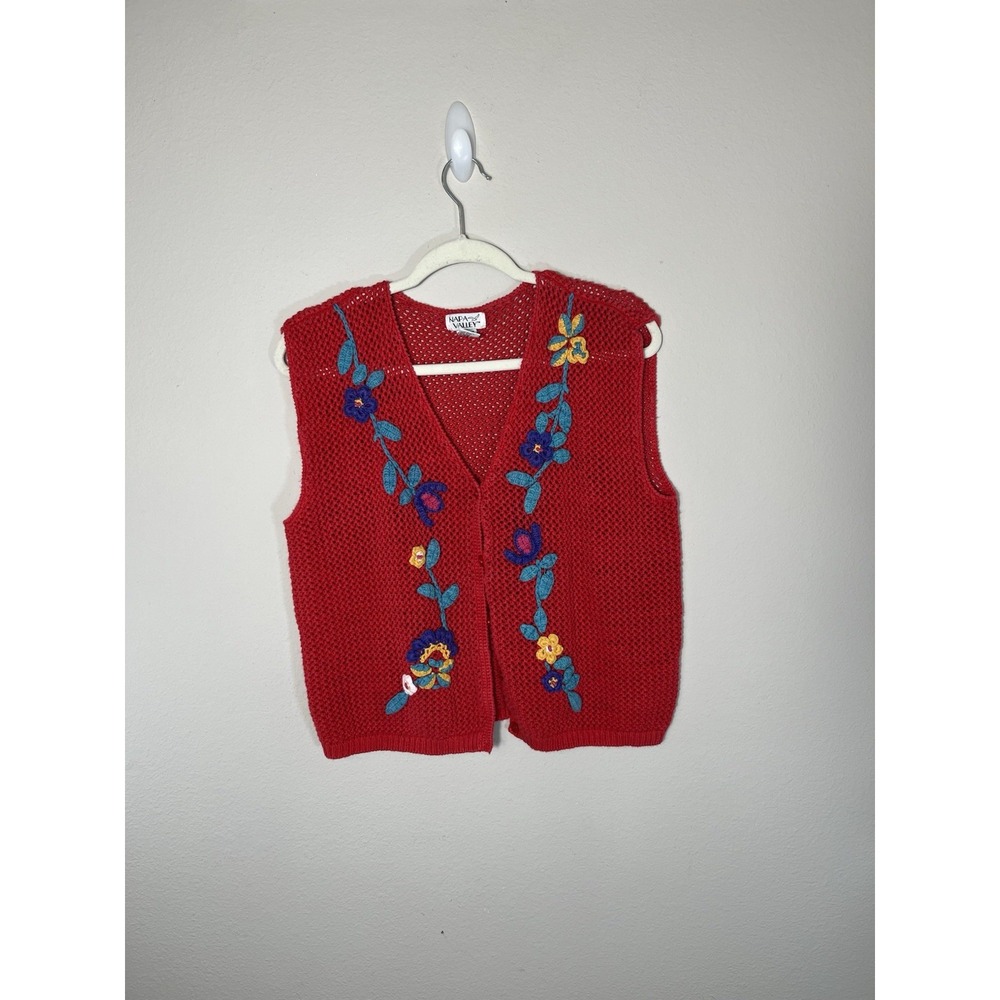Napa Valley Women's Knitted Floral Sweater Vest - Picture 1 of 9